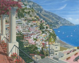 painting of Positano, Amalfi Coast, Italy