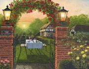 Rose Cottage English garden painting