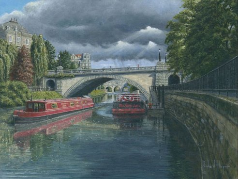 Painting - Escaping the Storm - North Parade Bridge, Bath