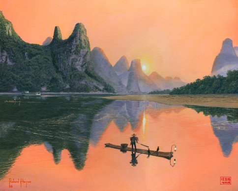 Painting - The Cormorant Fisherman, Li River, Guilin, China